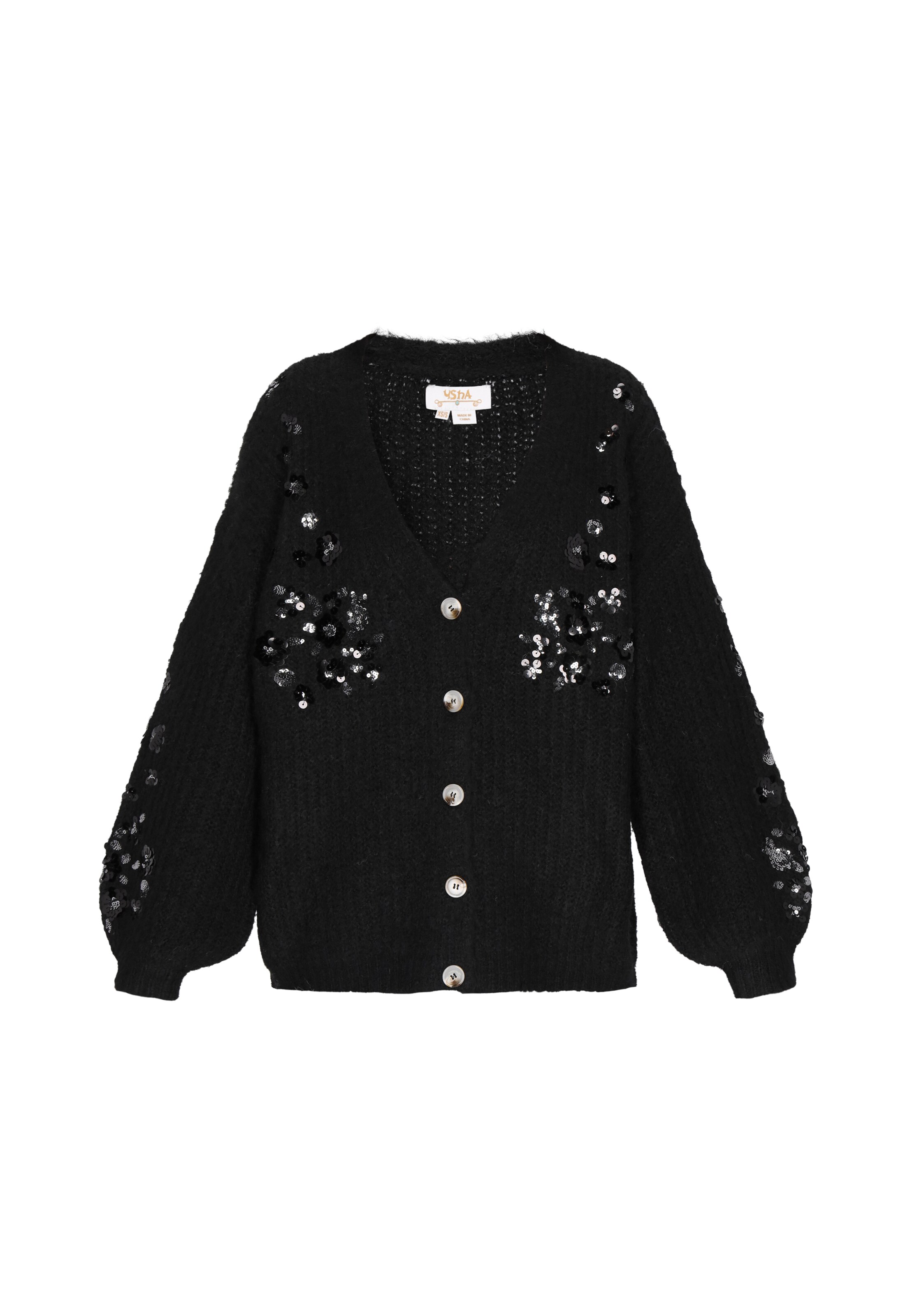 Geacă tricotată de la usha FESTIVAL pe negru: față