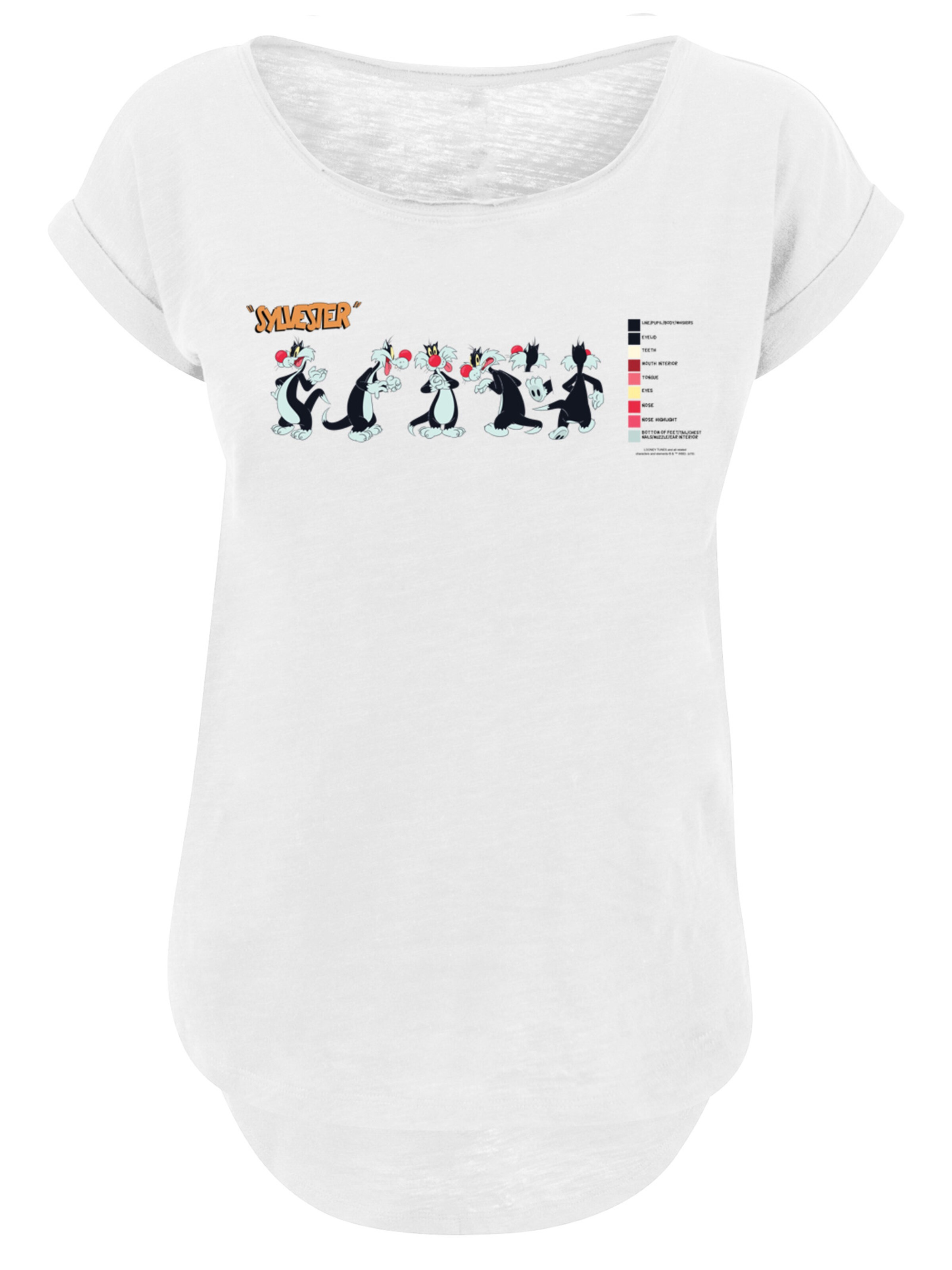 F4NT4STIC Shirt 'Looney Tunes Sylvester Colour Code' in de kleur Gemengde kleuren / Wit, Productweergave