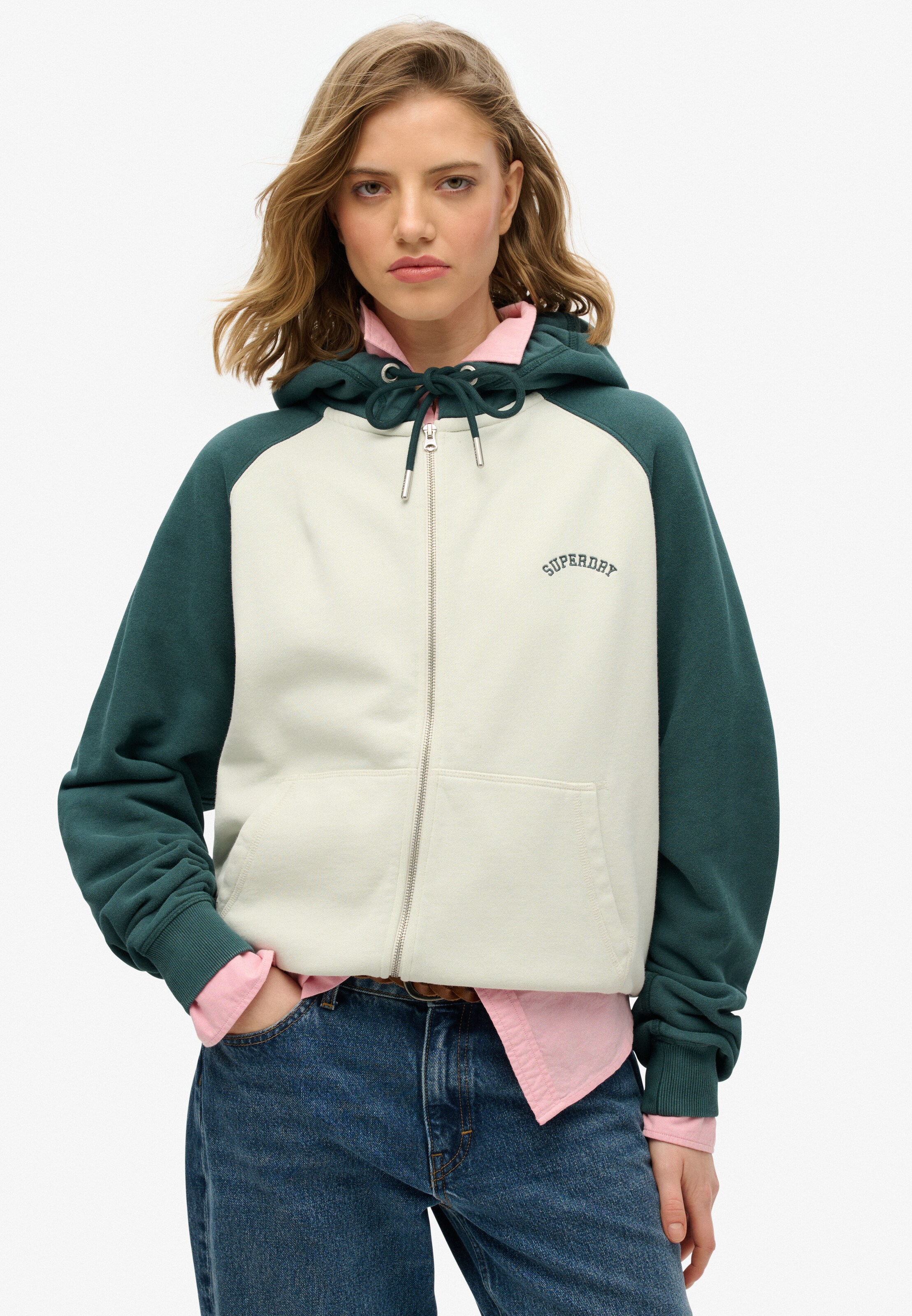 Superdry Sweatvest 'Essential' in Wit: voorkant