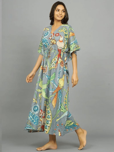 PfauGermany Sommerkleid 'KAFTAN Free Size Brustumfang – 170 cm . Länge 130 cm'‌‌‌‌‌‌‌ in hellgrau, Produktansicht