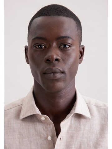 SEIDENSTICKER Regular fit Zakelijk overhemd 'Smart Linen' in Beige