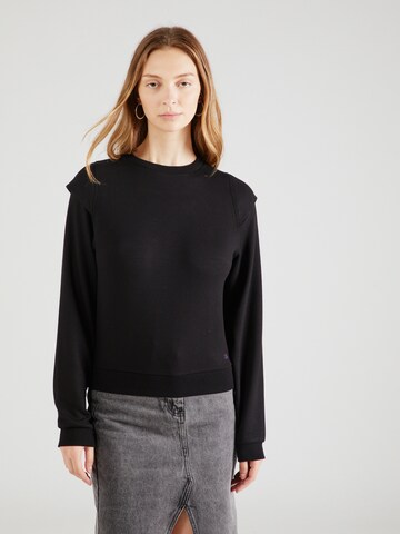 QS Sweatshirt in Zwart: voorkant