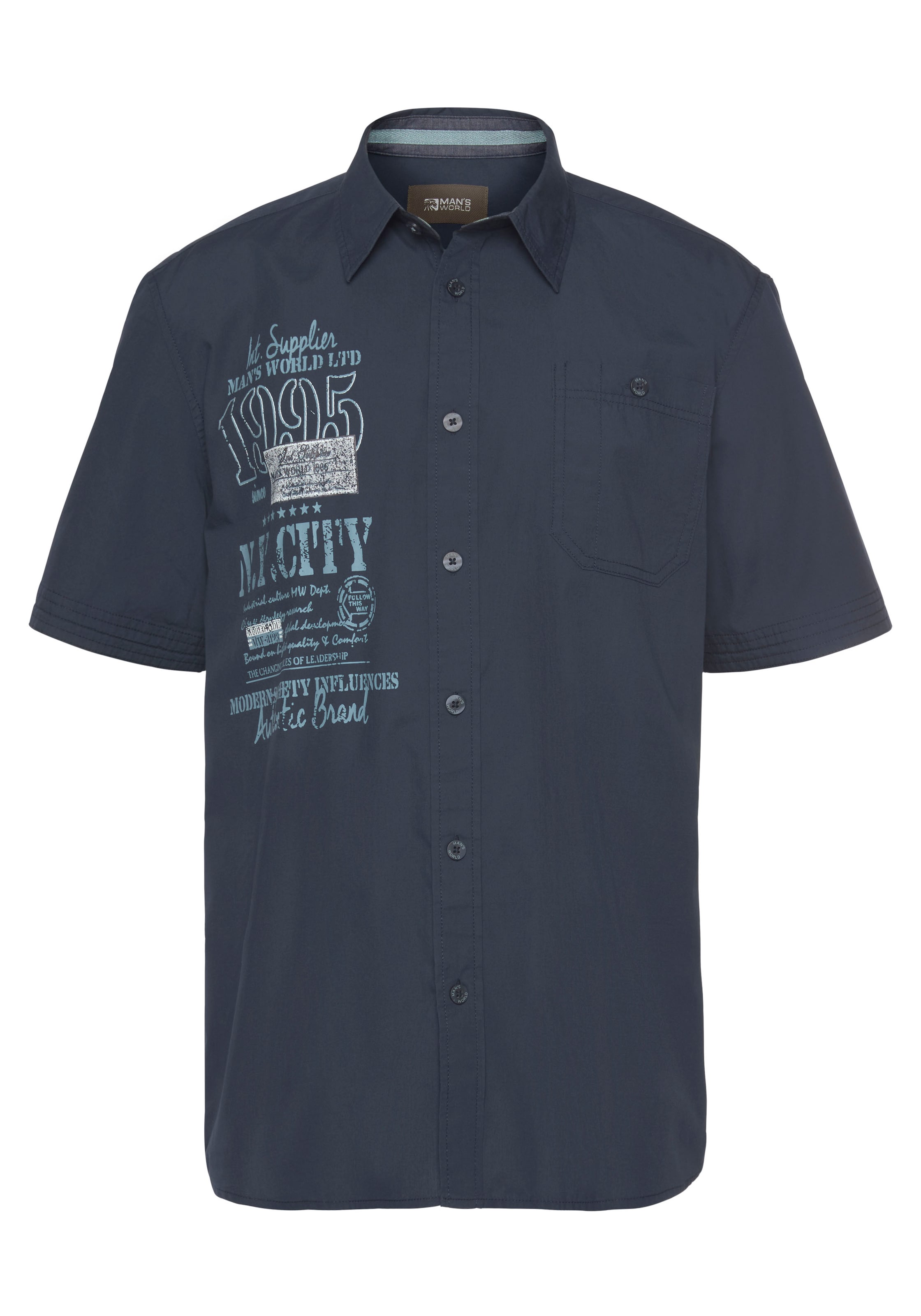 Man's World Regular Fit Hemd in Blau: Vorderseite