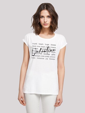 F4NT4STIC T-Shirt 'Valentine Herz Hugs Kisses Love Flowers Joy' in Weiß: Vorderseite