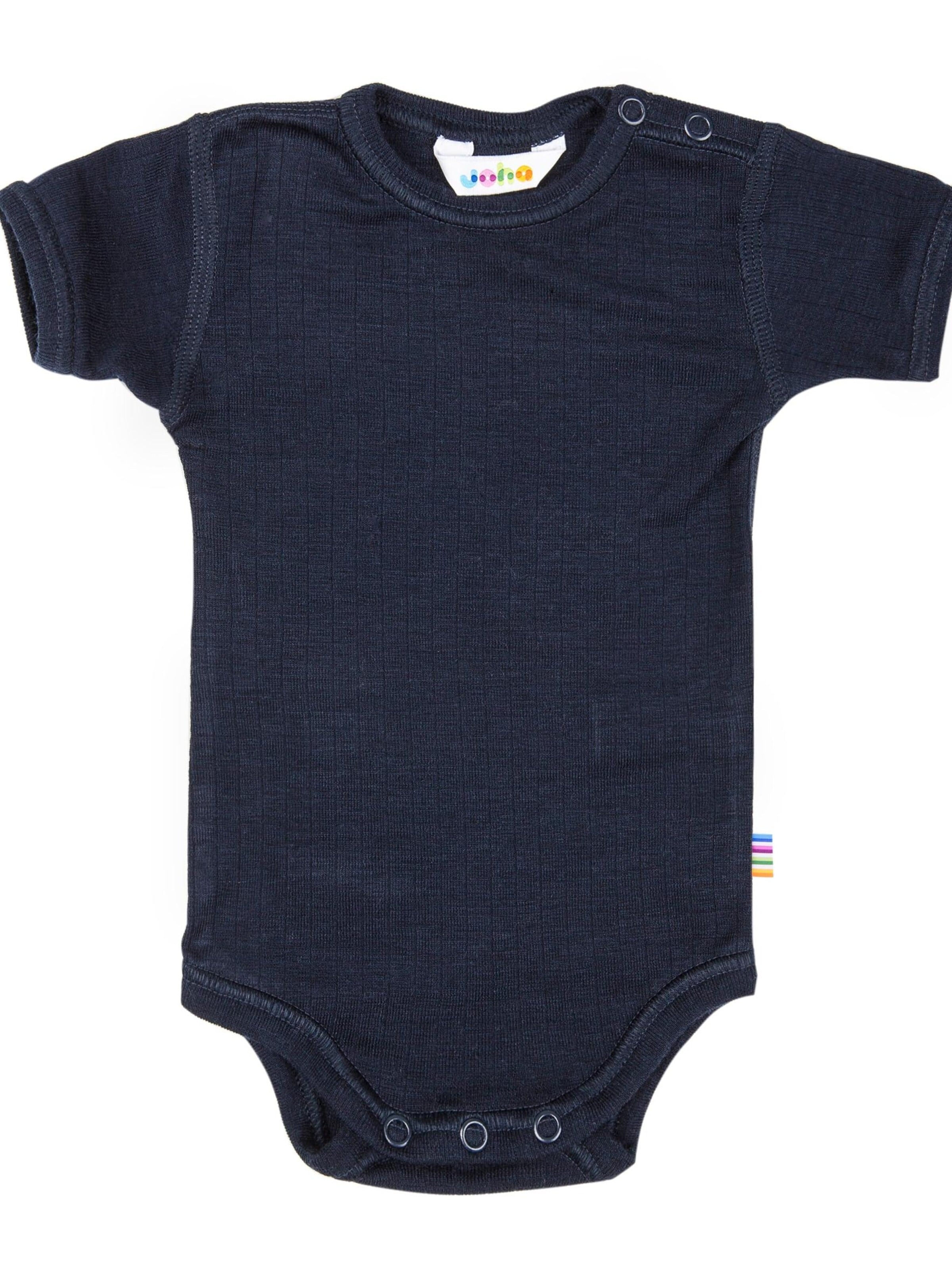 JOHA Romper/Bodysuit 'Kurzarmbody Merinowolle' in Blue: front