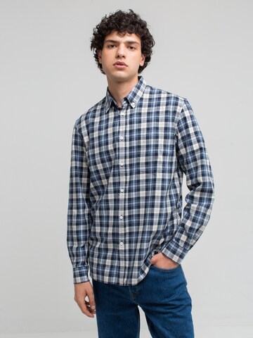 BIG STAR Regular fit Button Up Shirt 'Meridenis' in Blue