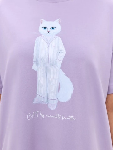 T-shirt 'Pajamas Cat' Cat e Lolette en violet