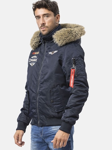 CIPO & BAXX Winterjacke 'CM229 ', Bomberjacke, Kapuze mit Kunstfellbesatz in Blau