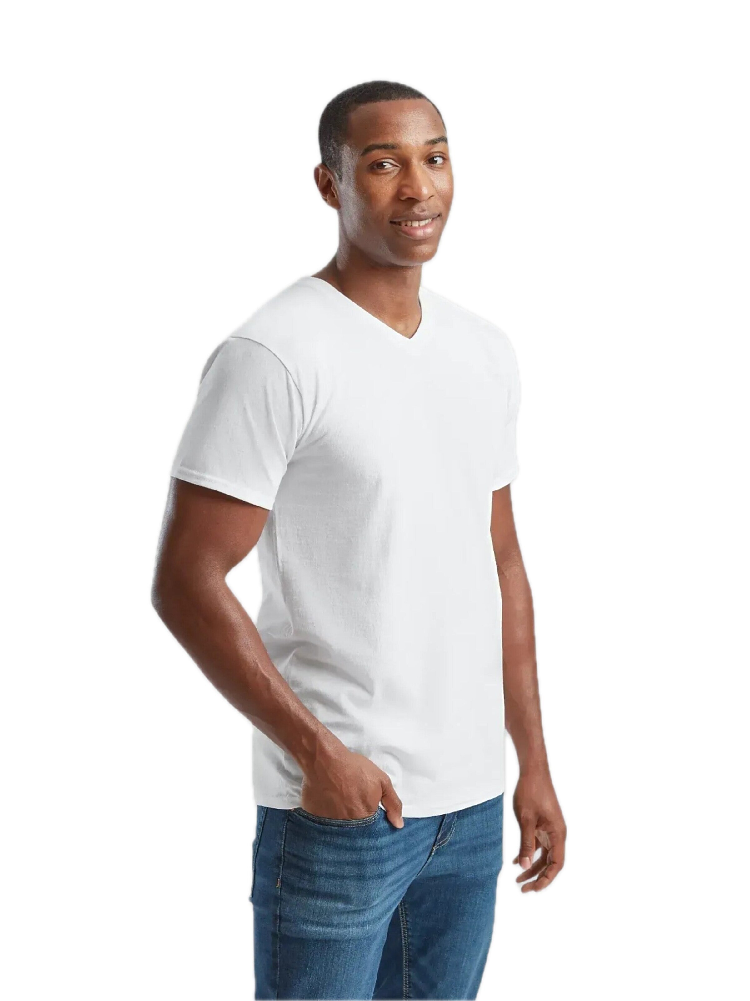 T-Shirt 'V-Neck T-shirt' FRUIT OF THE LOOM en blanc