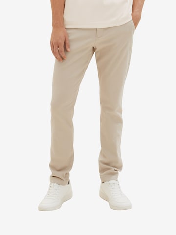 Coupe slim Pantalon chino TOM TAILOR en beige : devant