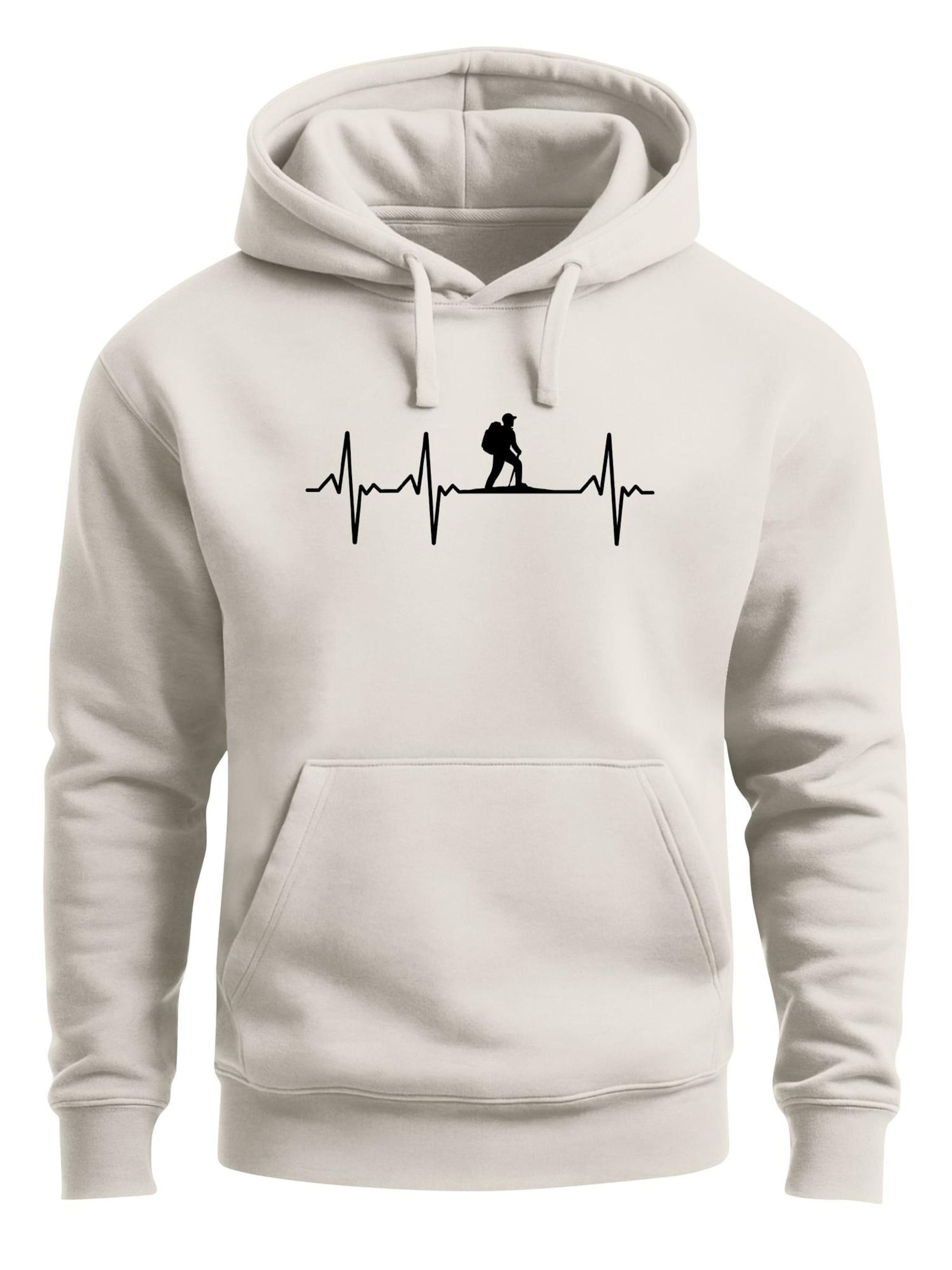 Neverless Sweatshirt 'Wanderer Herzschlag' in Beige: front
