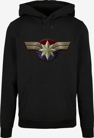 ABSOLUTE CULT Sweatshirt 'Captain Marvel - Chest Emblem' in Zwart: voorkant