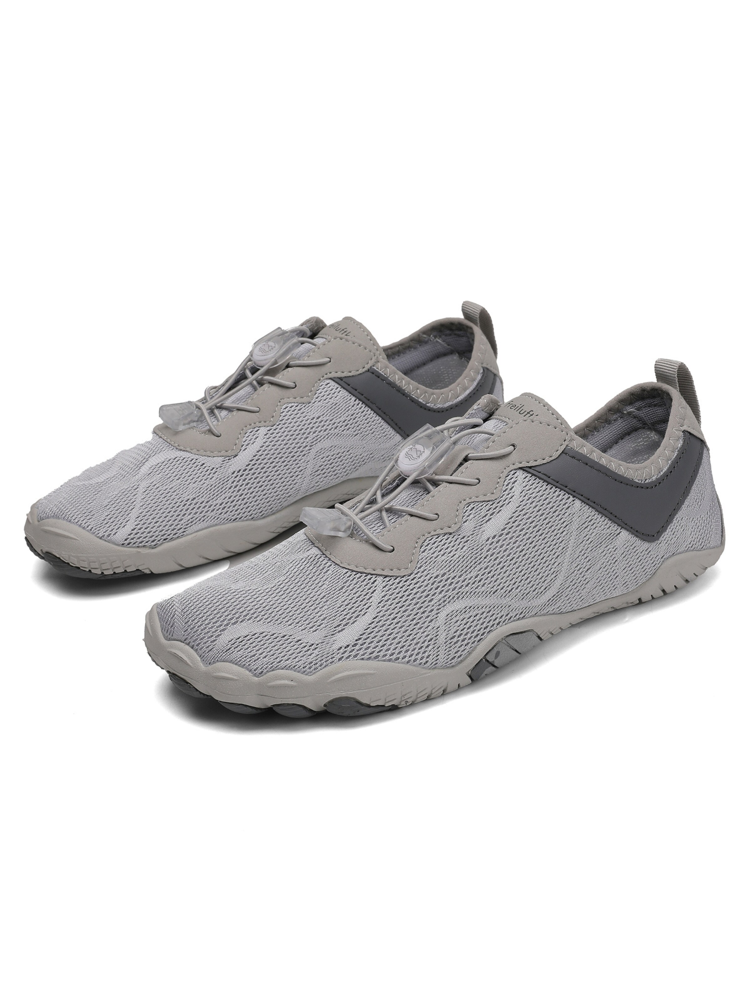 Freiluftkind Sportlicher Schnürschuh 'Freiluftkind® – Kokoda rutschfeste Barfußschuhe für dein Abenteuer'‌‌ in Grau: Vorderseite