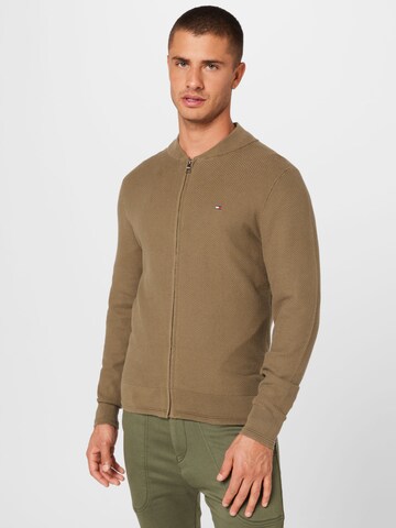 TOMMY HILFIGER Knit Cardigan in Green: front