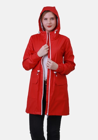 Dingy Rhythm Of The Rain Between-Seasons Coat 'Sherry' in Red: front