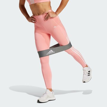 ADIDAS PERFORMANCE Skinny Sporthose 'Optime 3-Stripes' in Pink: predná strana