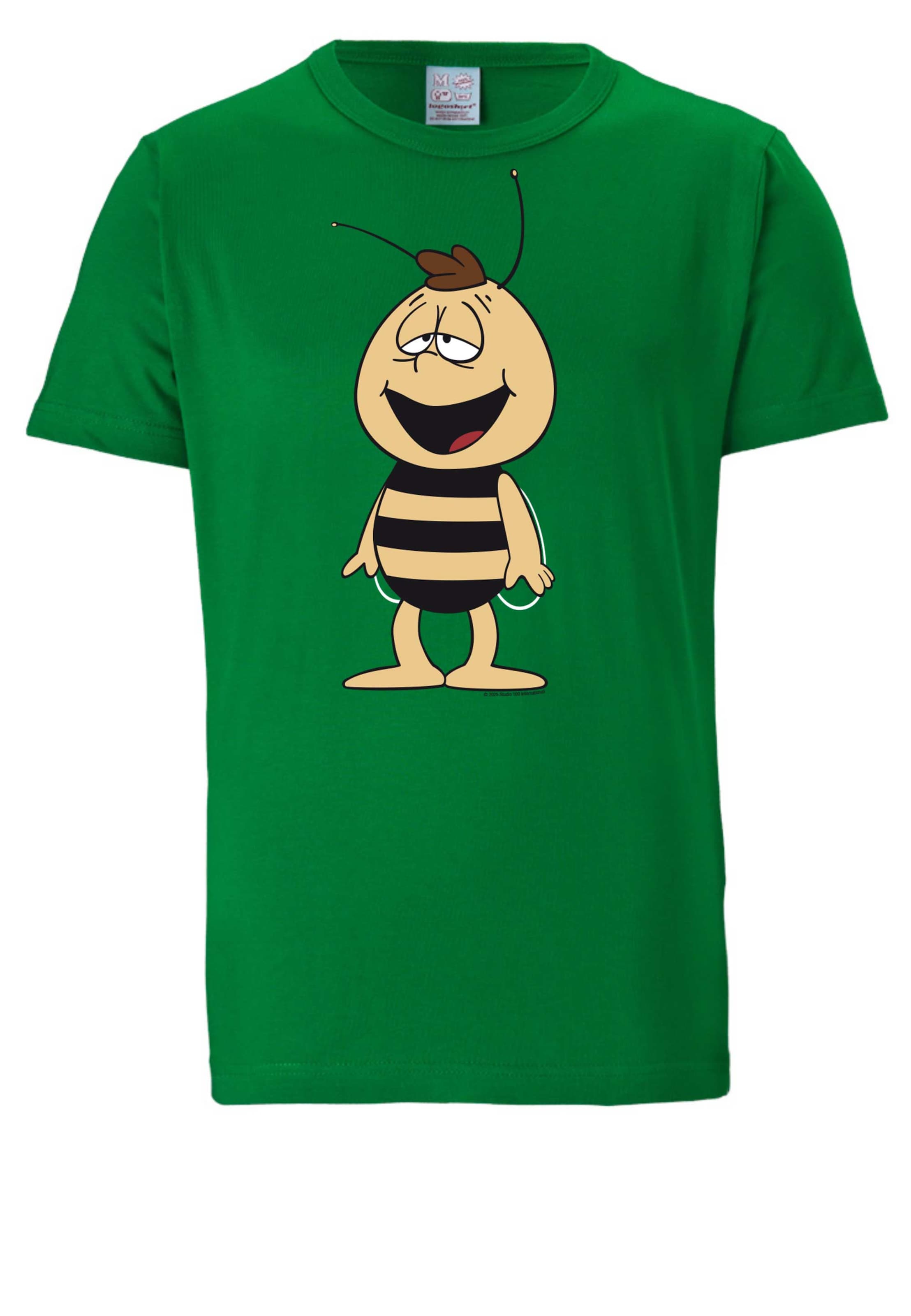 LOGOSHIRT Shirt 'Die Biene Maja - Willi' in Green: front