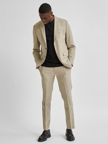 Coupe slim Pantalon à plis 'Oasis' SELECTED HOMME en beige