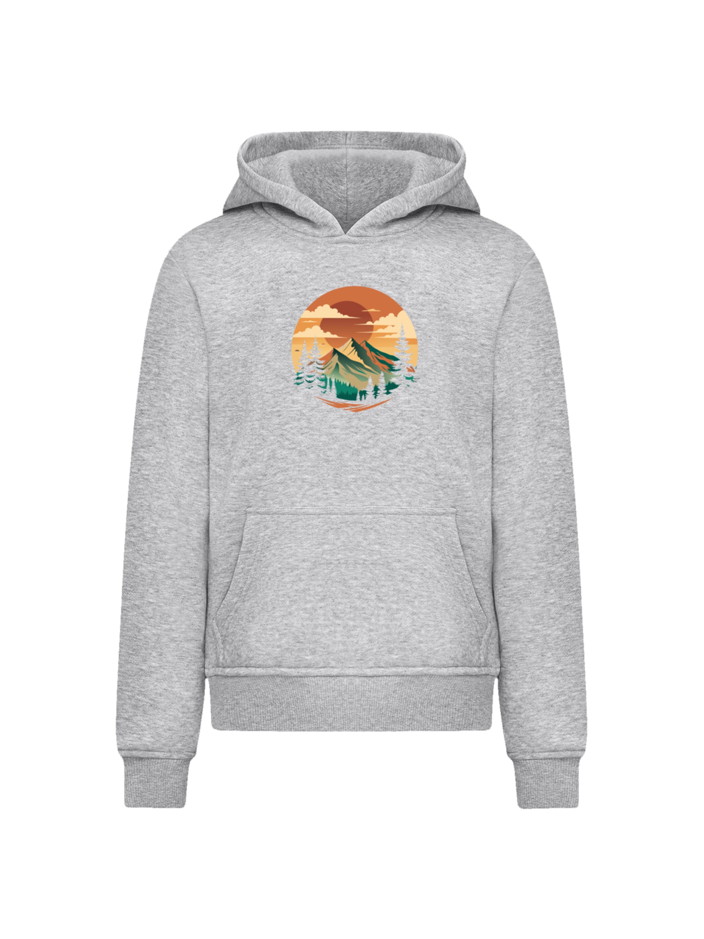 F4NT4STIC Sweatshirt 'Sonnenuntergang Berglandschaft' in Grau: Vorderseite