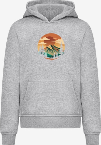 F4NT4STIC Sweatshirt 'Sonnenuntergang Berglandschaft' in Grau: Vorderseite