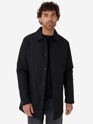 Threadbare Mantel 'Dumfries Mac' in Schwarz: Vorderseite
