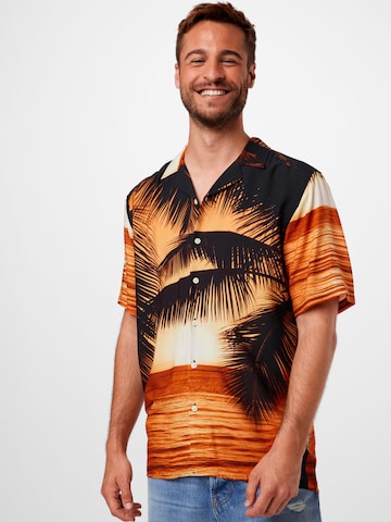 Redefined Rebel Regular fit Button Up Shirt 'Gael' in Orange: front