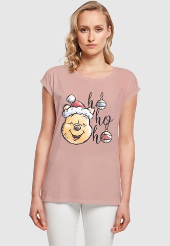 ABSOLUTE CULT Shirt 'Winnie The Pooh - Ho Ho Ho Baubles' in Roze: voorkant