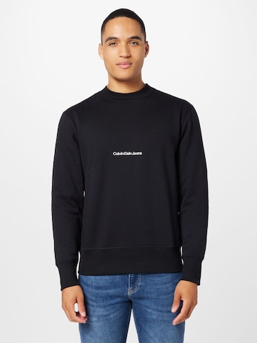 Calvin Klein Jeans Sweatshirt 'Institutional' in Zwart: voorkant
