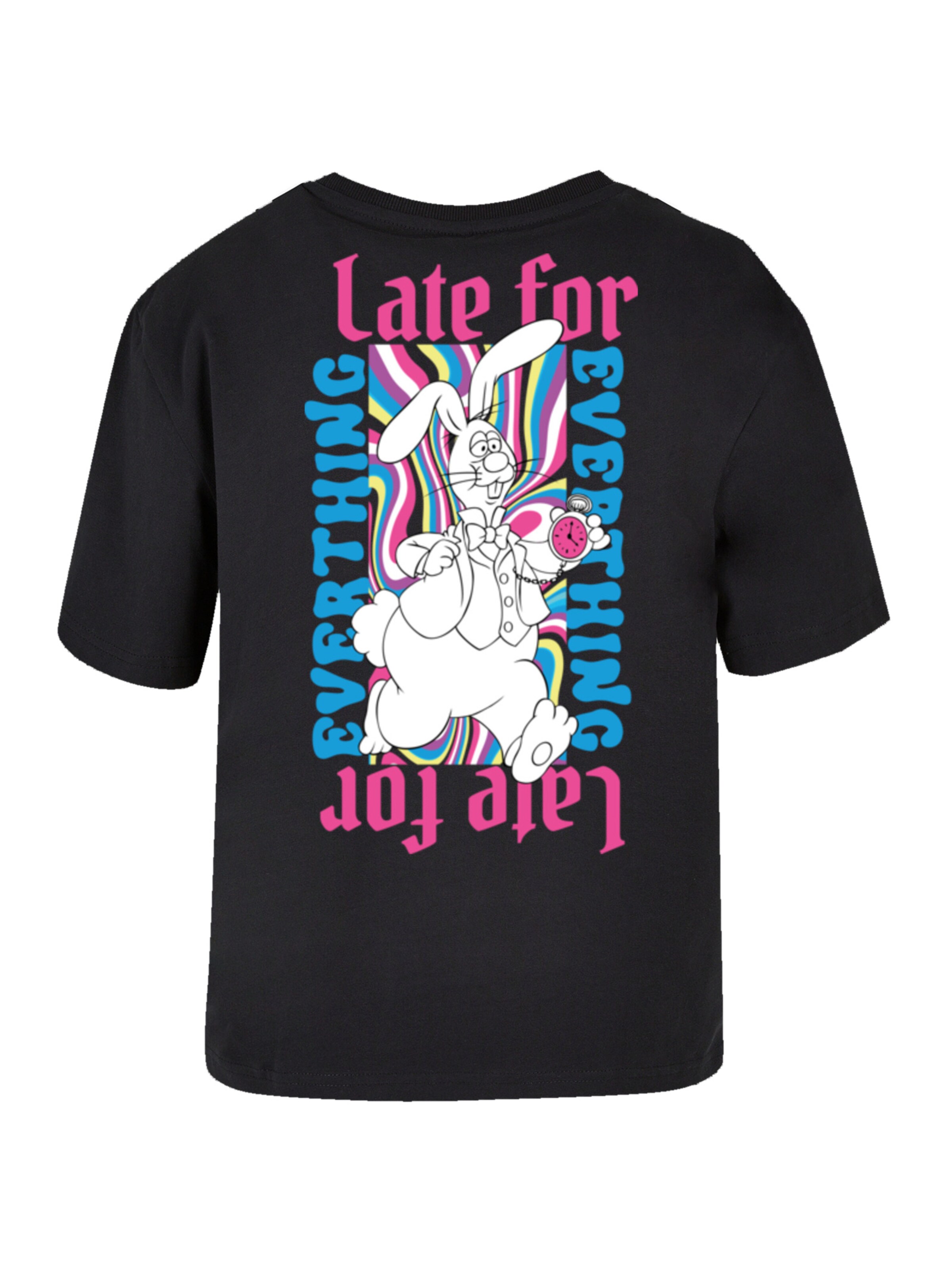 F4NT4STIC Shirt 'Alice im Wunderland' in Zwart: voorkant