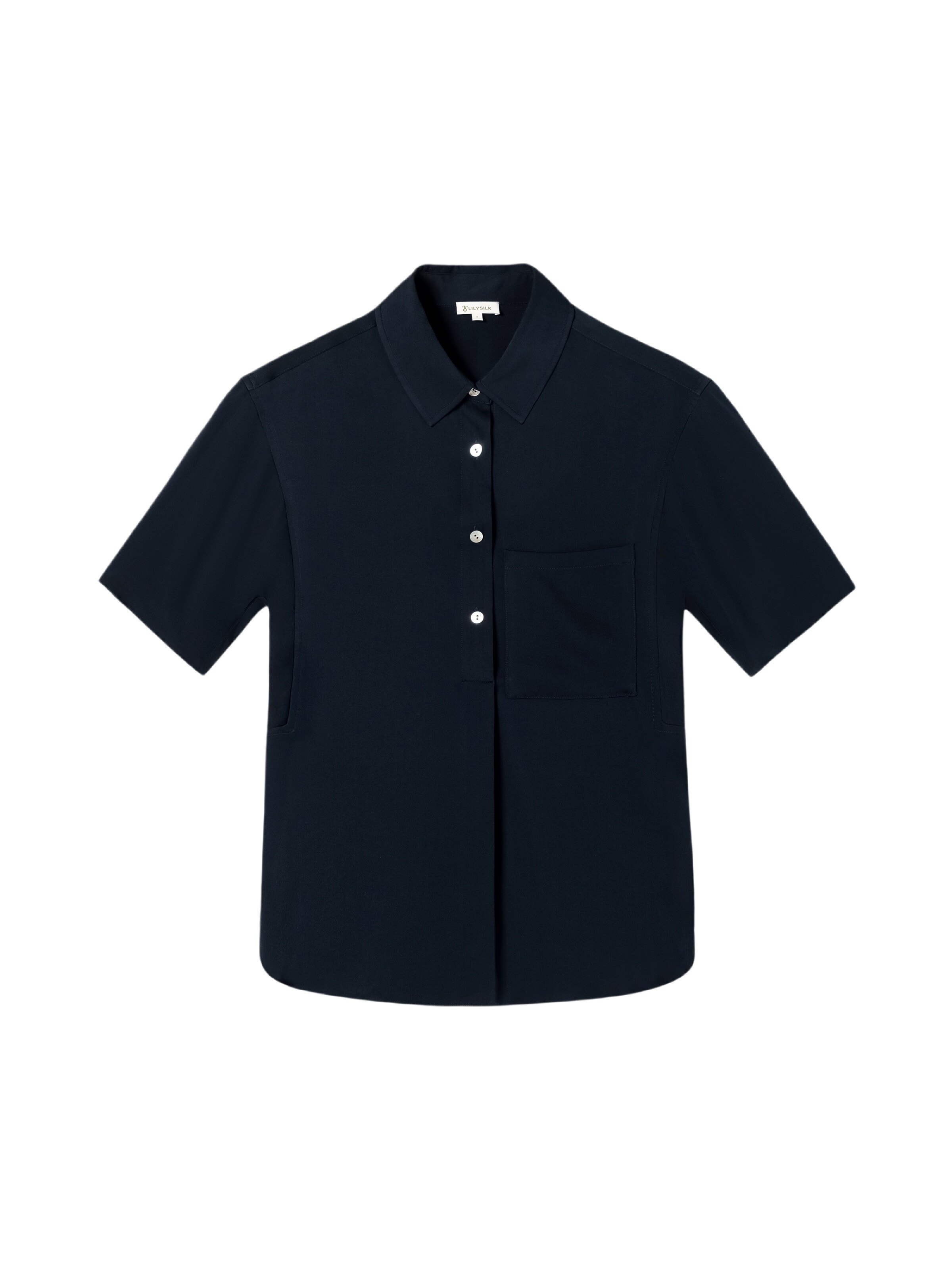 Camicia da donna 'LILYSILK Kurzarmhemd mit halber Knopfleiste' di Lilysilk in blu: frontale
