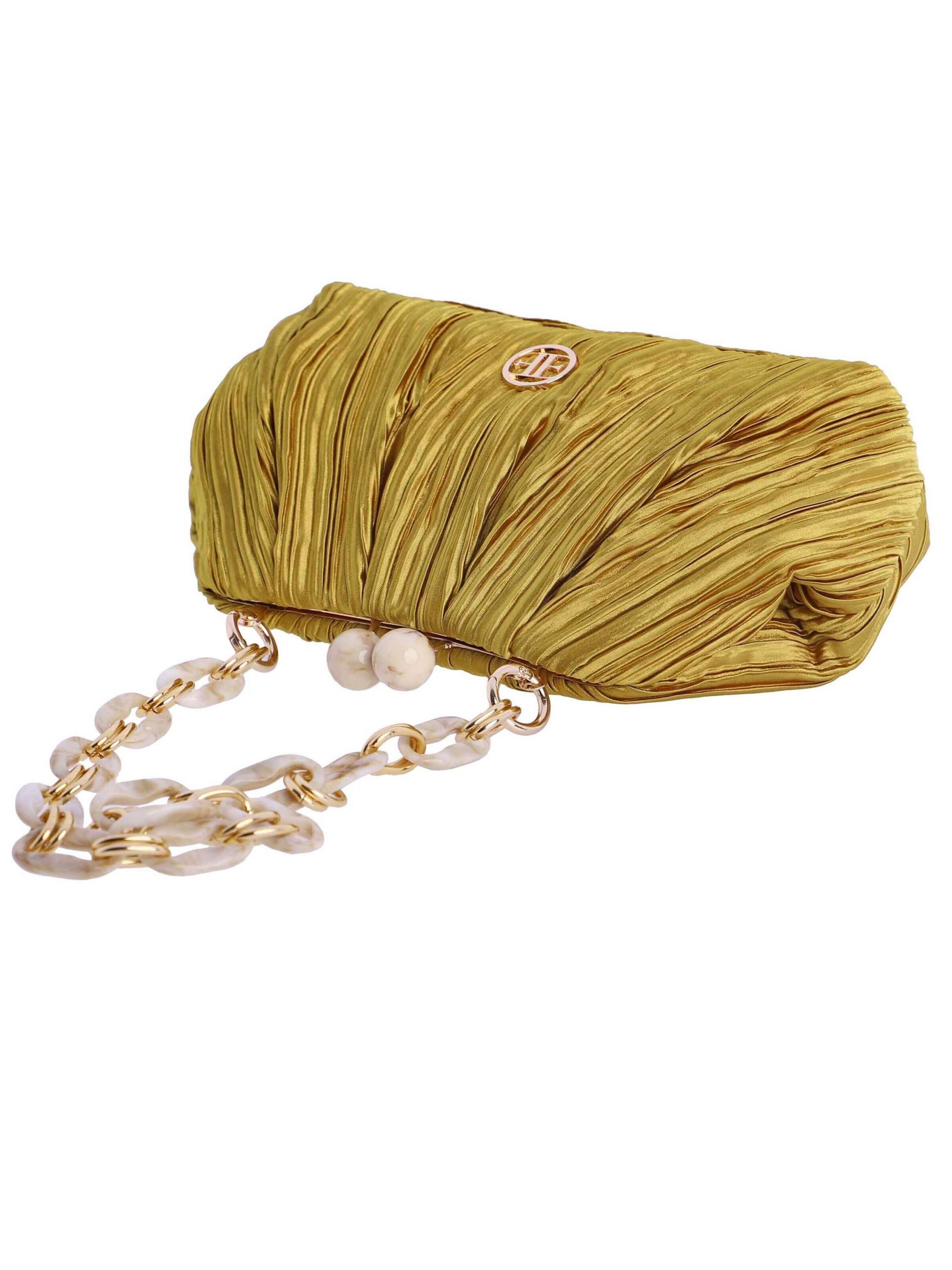 eferri - Bolso de hombro 'Bolso de fiesta para mujer Leia de tejido plisado y cierre de boquilla' en amarillo