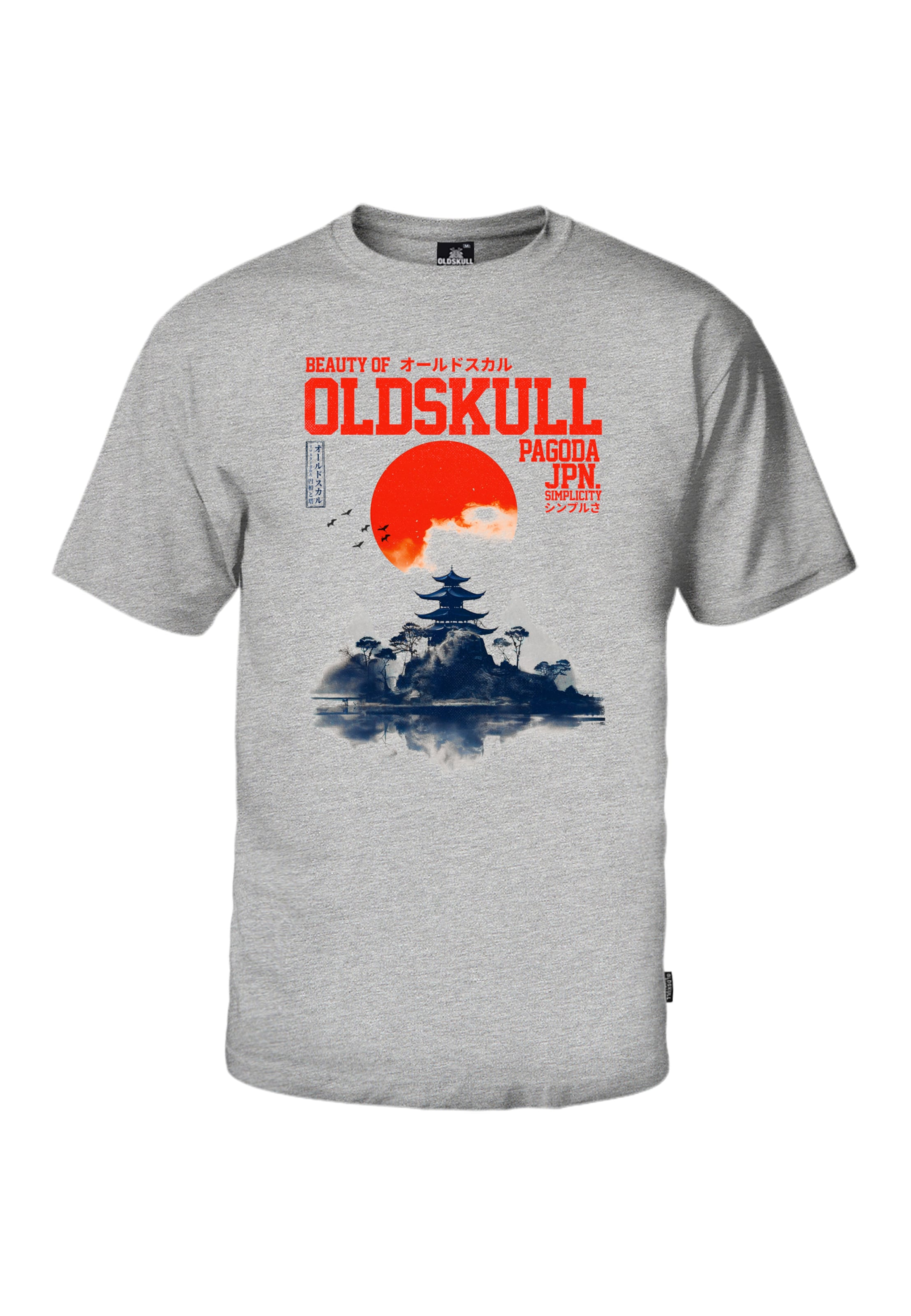 Oldskull Shirt 'Asian Temple' in Grey: front