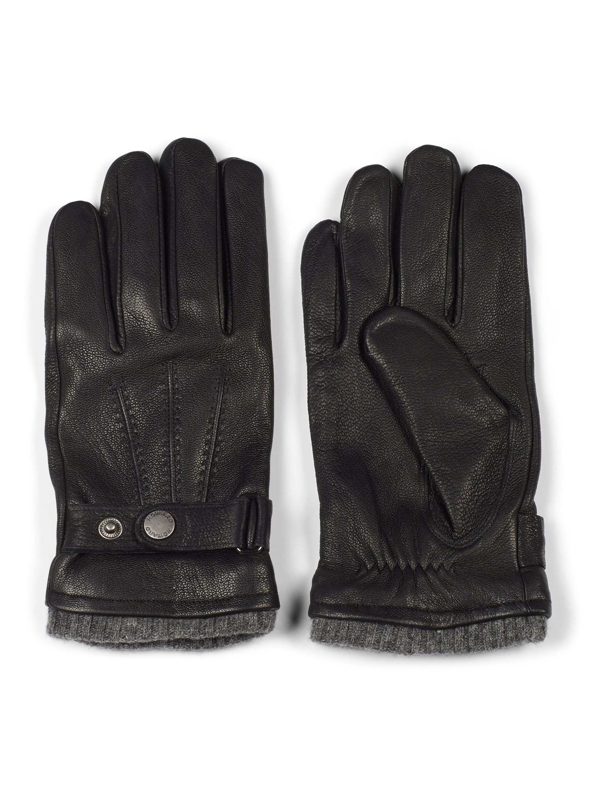 Howard London Fingerhandsker 'Leather Gloves Bruno Black' i sort: forside