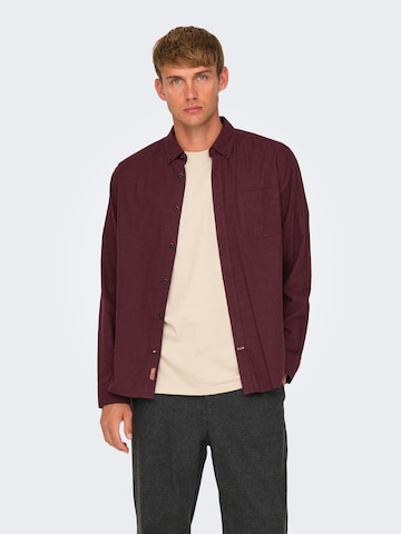 Only & Sons Regular fit Overhemd 'ONSRoad' in Rood: voorkant