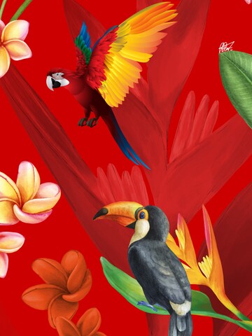 Hawaiihemdshop.de Regularny krój Koszula 'Hawaiihemd "Flower Parrots"' w kolorze czerwony
