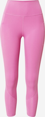 ADIDAS SPORTSWEAR Skinny Workout Pants 'Optime Shiny ' in Pink: front