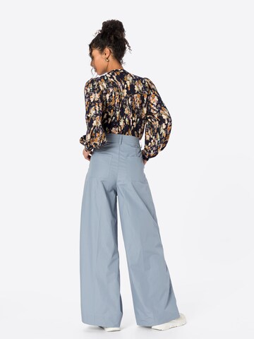 SECOND FEMALE Wide leg Pleat-Front Pants 'Juna' in Blue