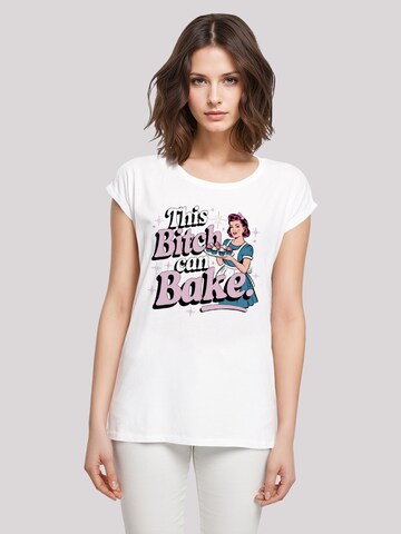 T-shirt 'Vintage Pin Up Bäckerin' F4NT4STIC en blanc : devant