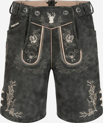 Paulgos Regular Trachtenhose 'PAULGOS Herren Trachten Lederhose Kurz - HK3 - Echtes Leder - in 3 Farben erhältlich - Größe 44 - 60' in Grau: Vorderseite