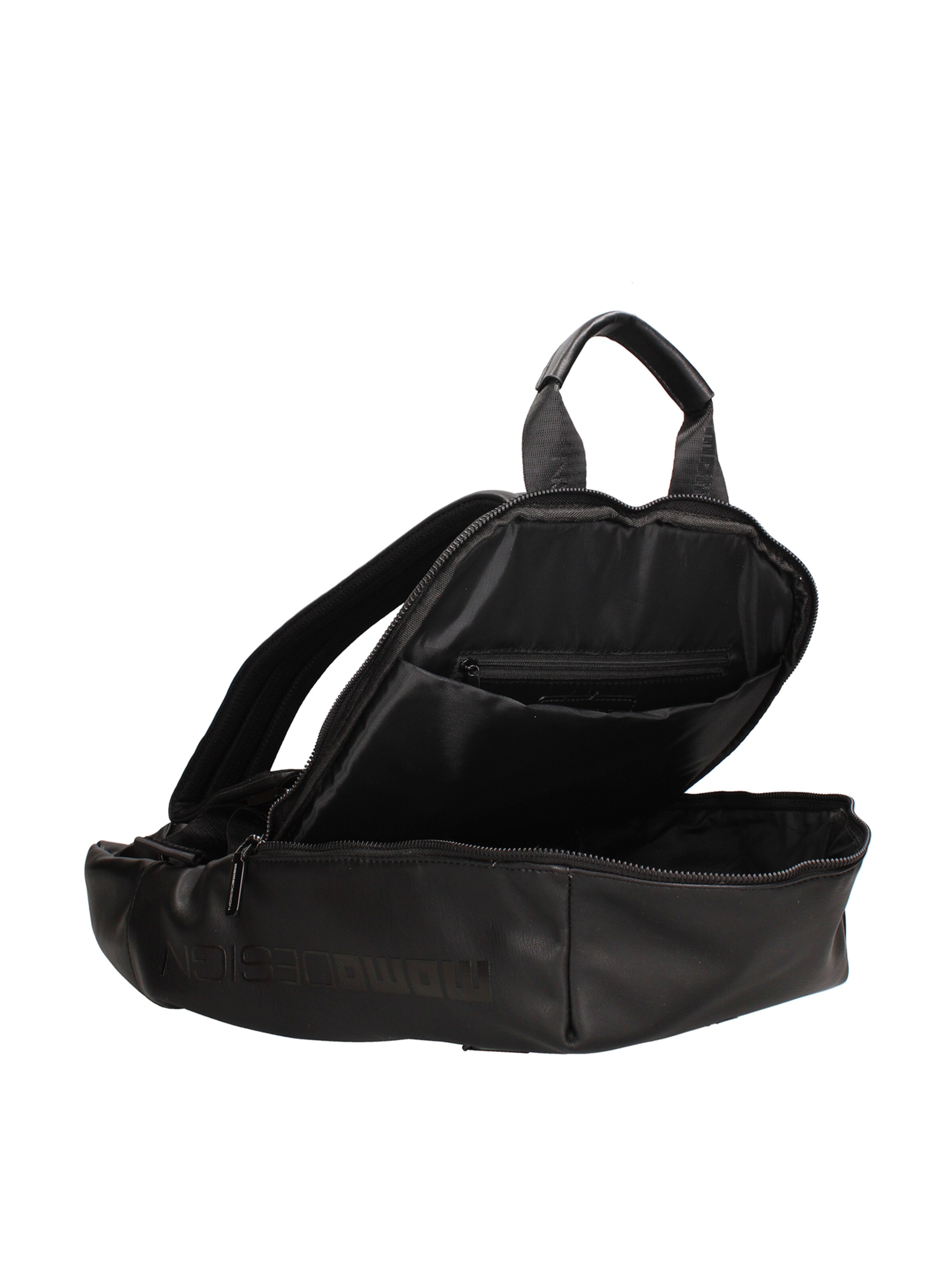 Zaino 'Zaino Uomo Poliuretanica Chiusura Zip Tasche Manico PVC 40x25x15cm' di Momo Design in nero