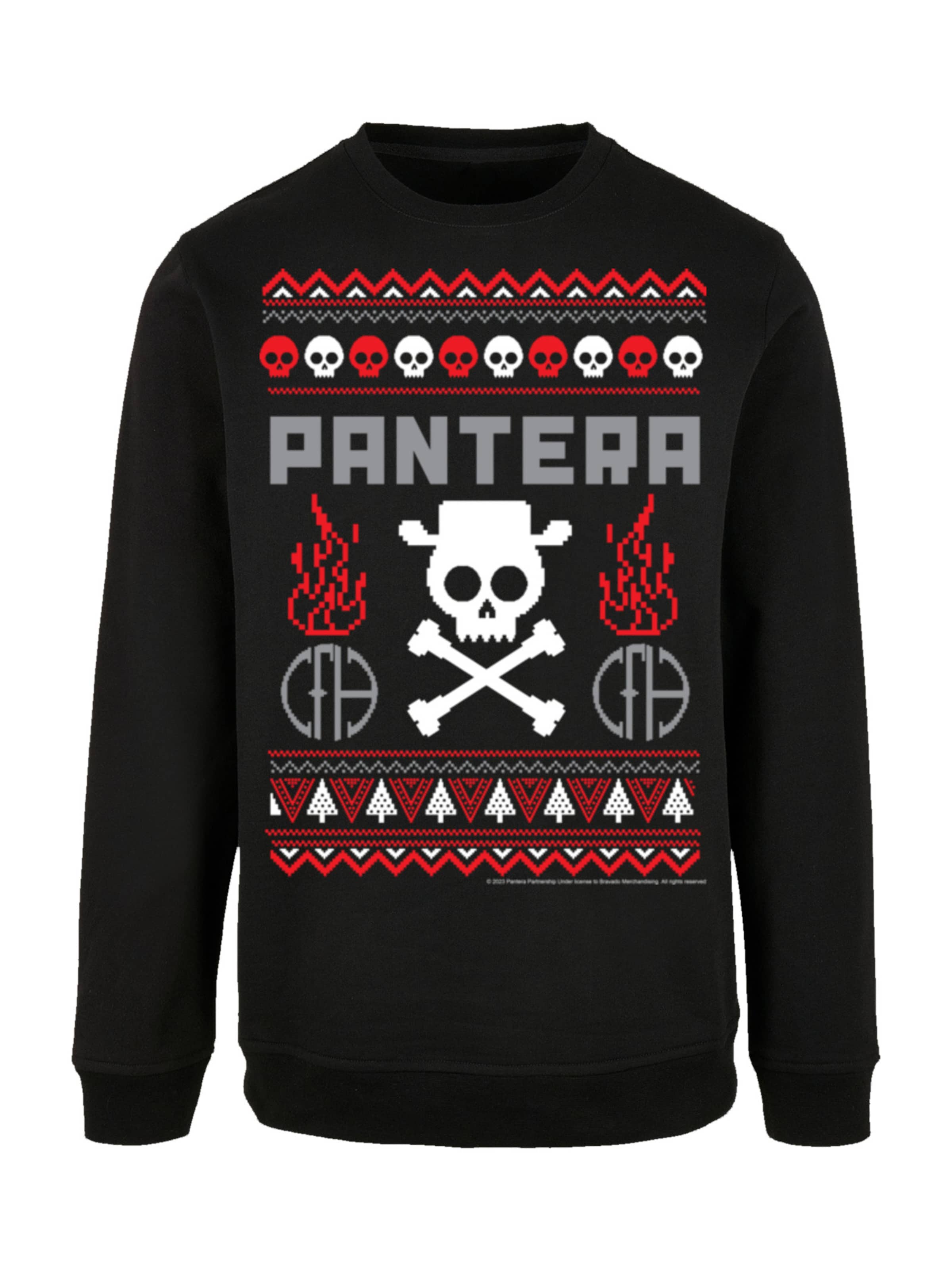 Sweat-shirt 'Pantera Weihnachten Christmas' F4NT4STIC en noir : devant