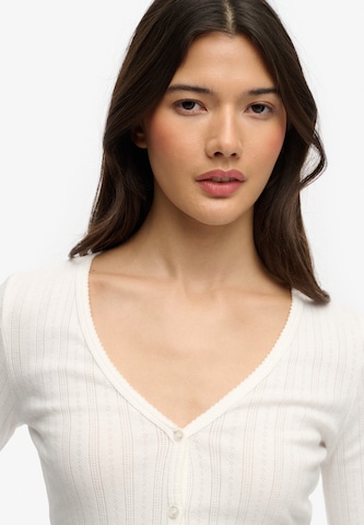 Cardigan 'Athletic Essential Pointelle' Superdry & Co en blanc