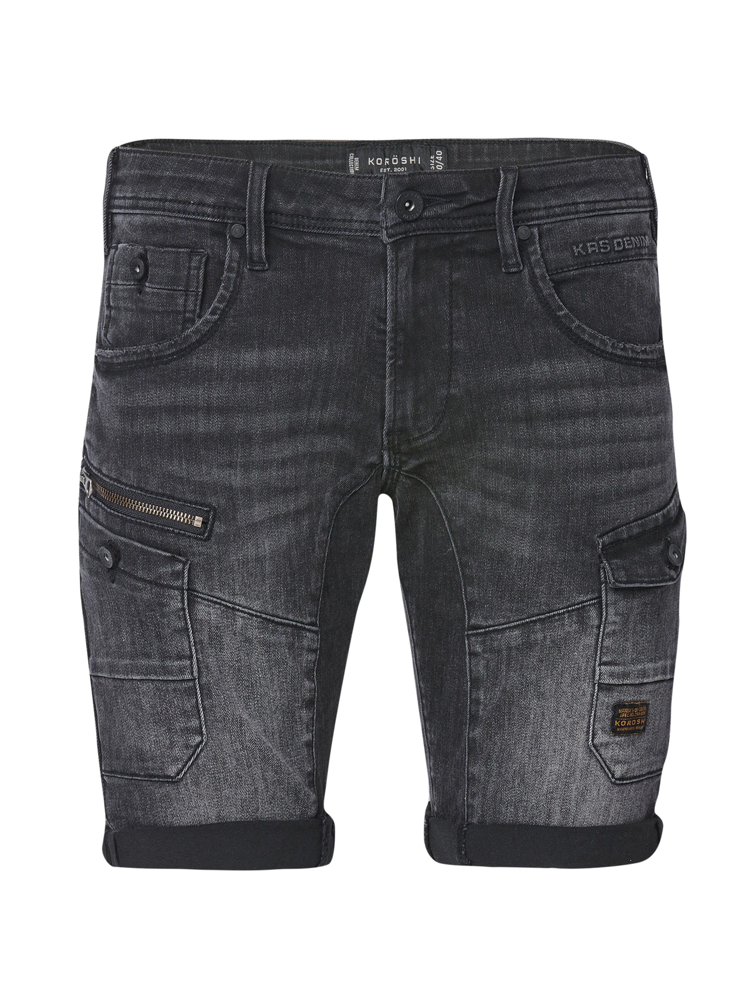 KOROSHI Regular Shorts in Schwarz: Vorderseite