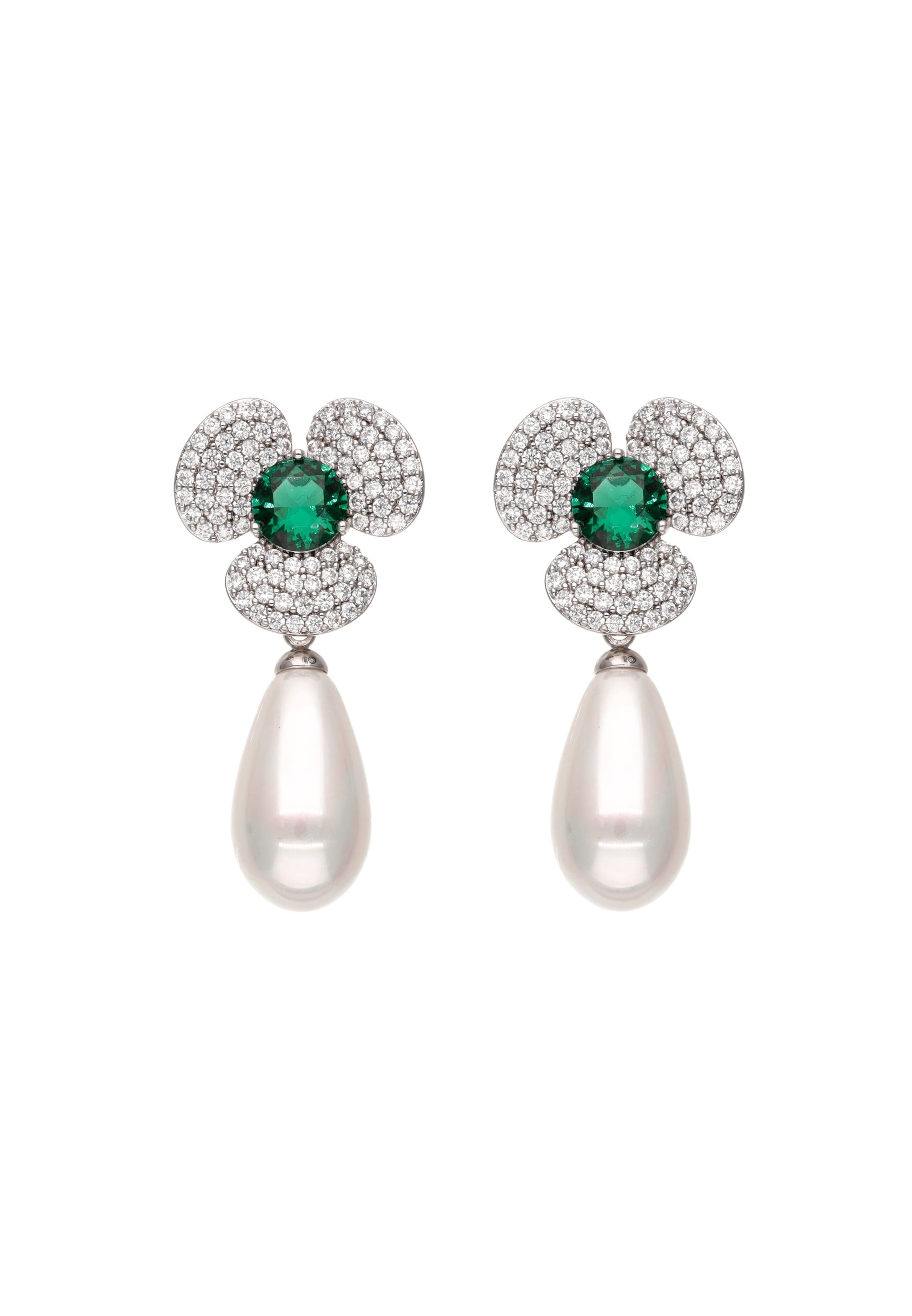 Gaya Boucles d'oreilles en vert / argent / blanc, Vue avec produit
