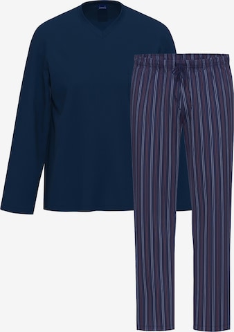 Ammann Long Pajamas 'Night & Home Cotton' in Blue: front