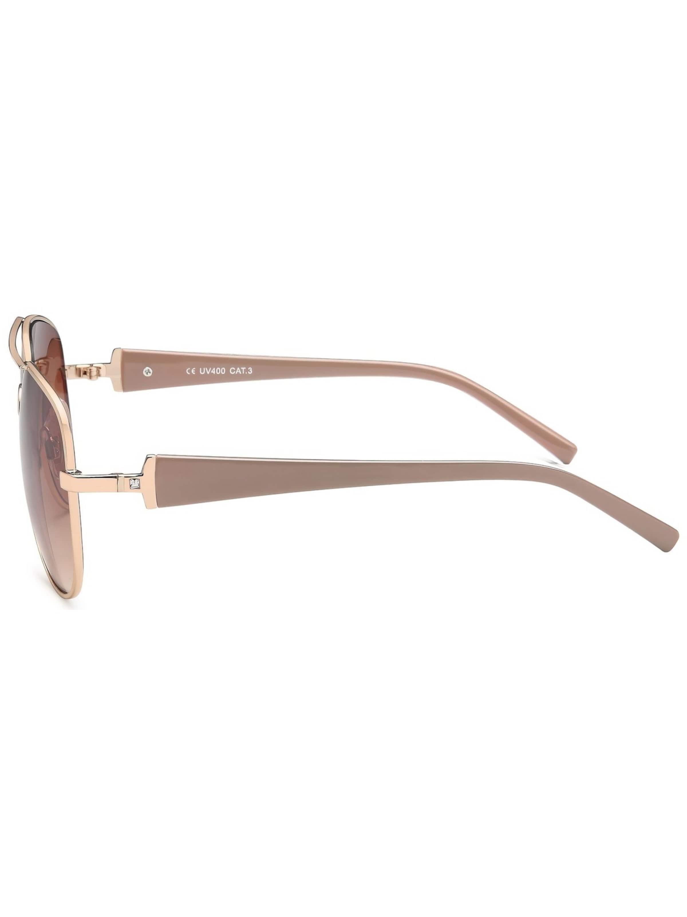 styleBREAKER Sunglasses 'Pilotenbrille mit Strass | Edle Fliegerbrille' in Brown