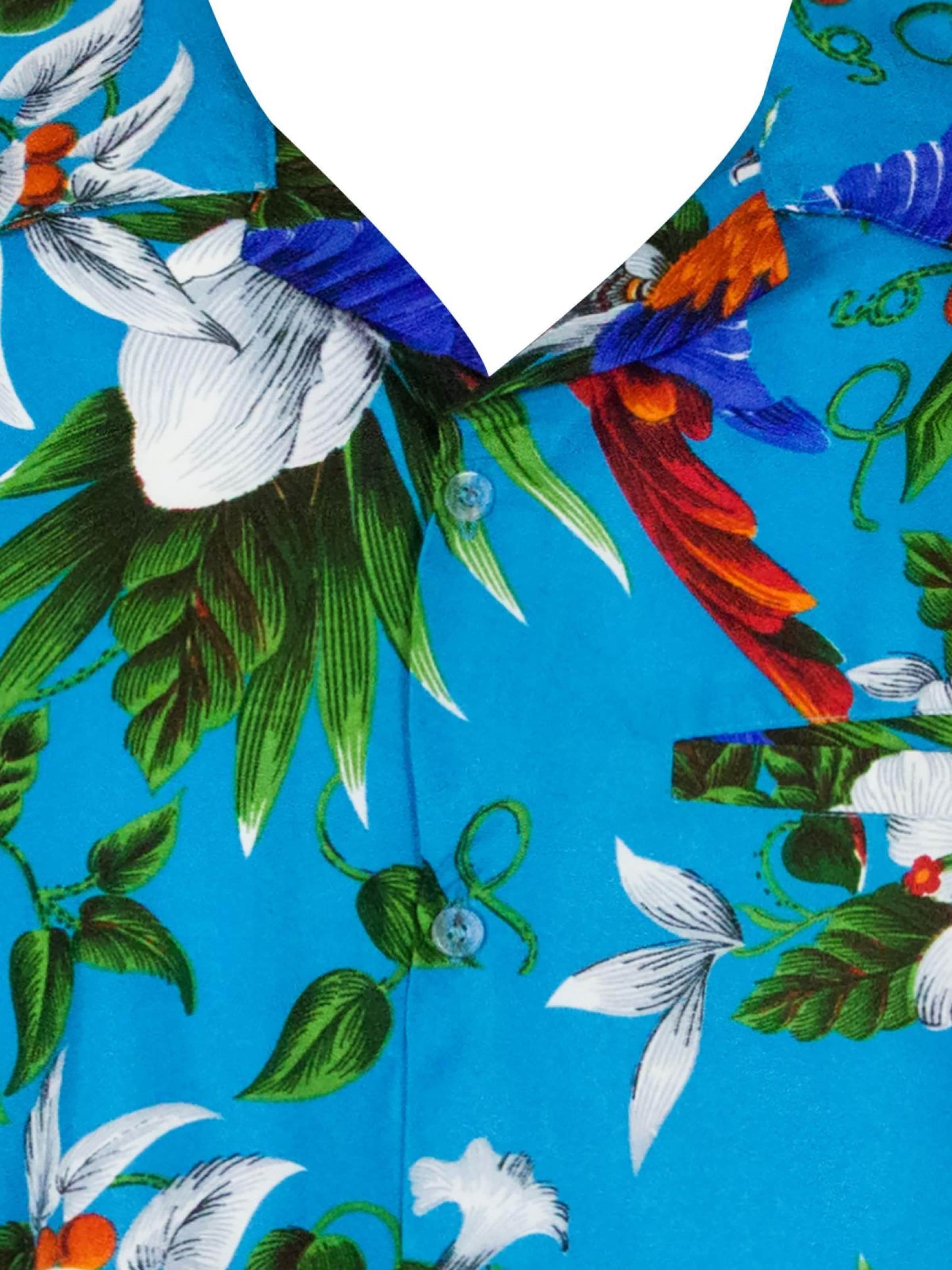 King Kameha Shirt 'Cherryparrot' in Blauw