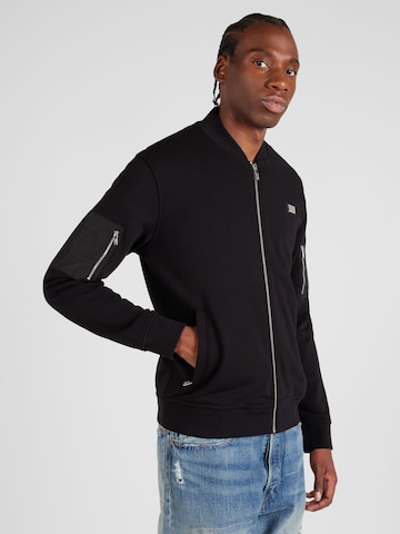 Karl Lagerfeld Zip-Up Hoodie in Black: front