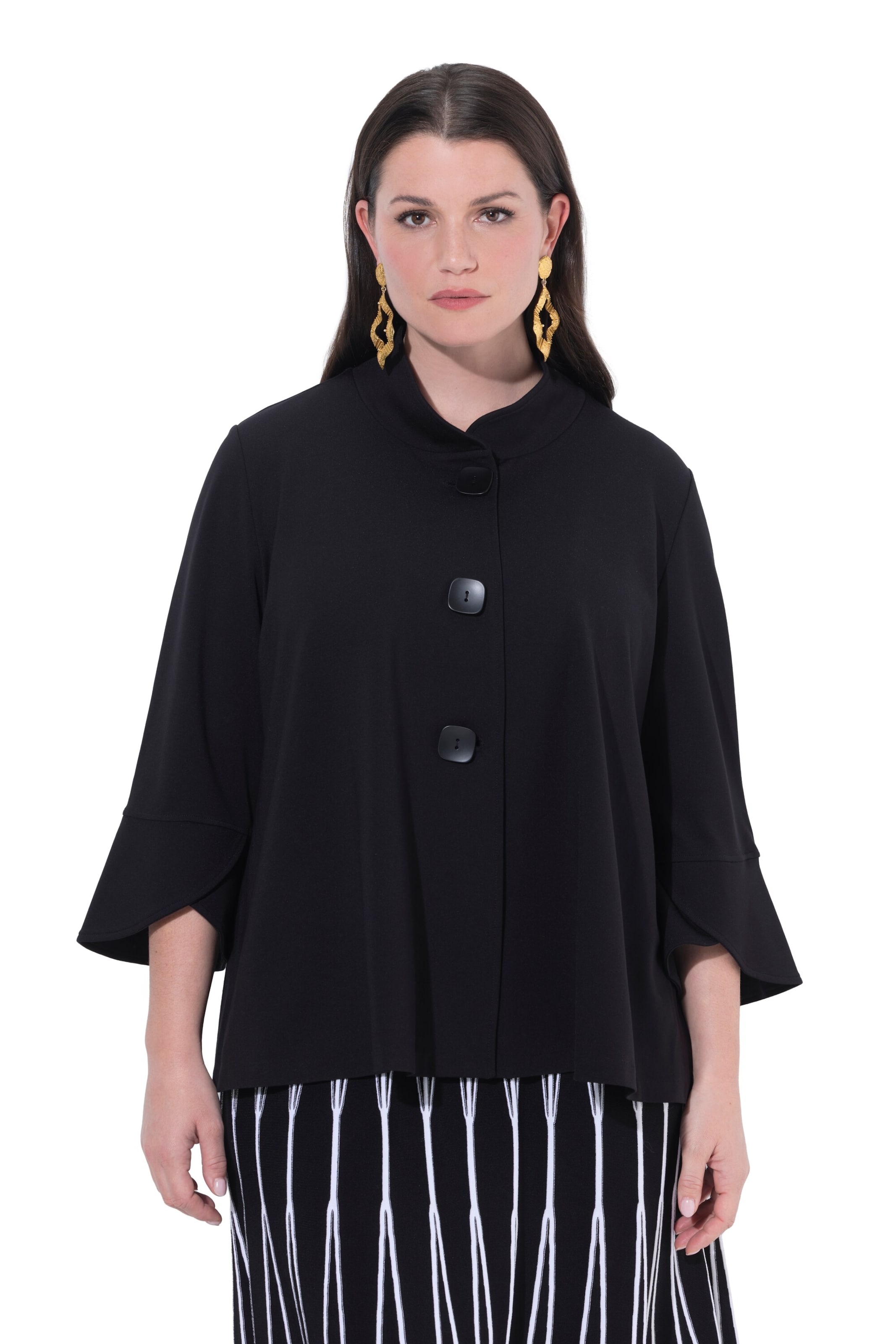 Ulla Popken Sweat jacket in Black: front