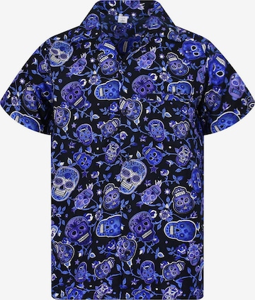 King Kameha Shirt 'Skull' in Blauw: voorkant